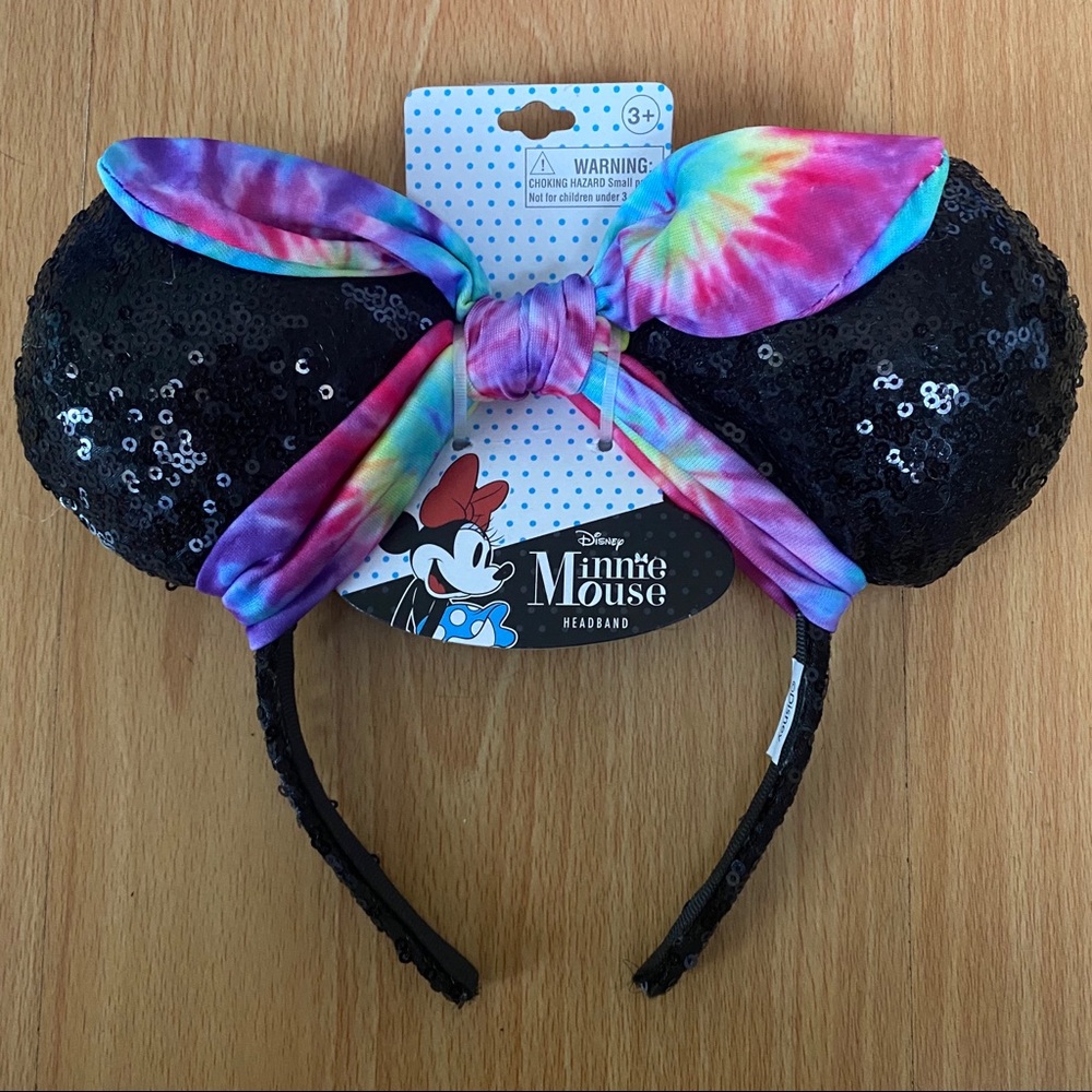 Disney Minnie Mouse Tie Dye Rainbow Ears Headband